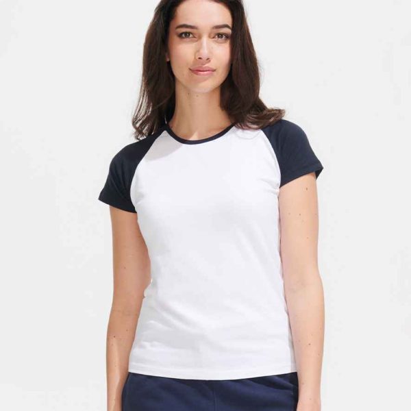 11195 SOL'S Ladies Milky Contrast Baseball T-Shirt