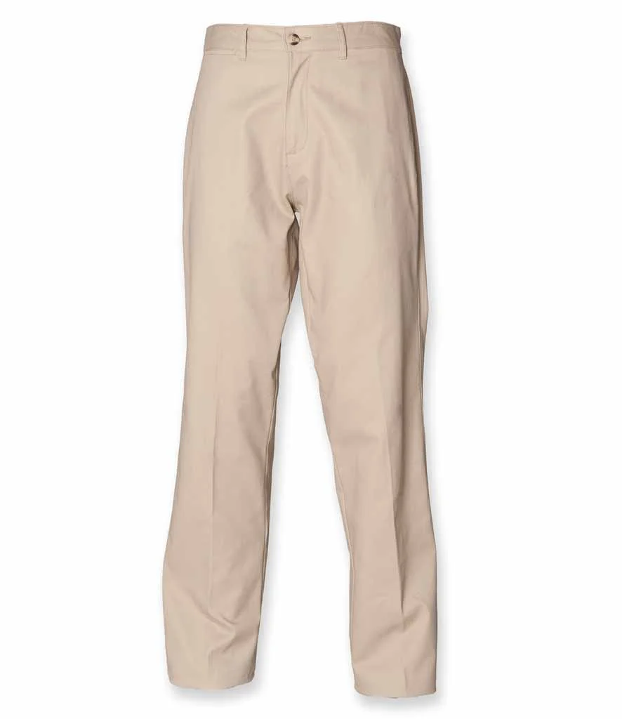 Henbury Flat Fronted Chinos - H608 | SP Workwear