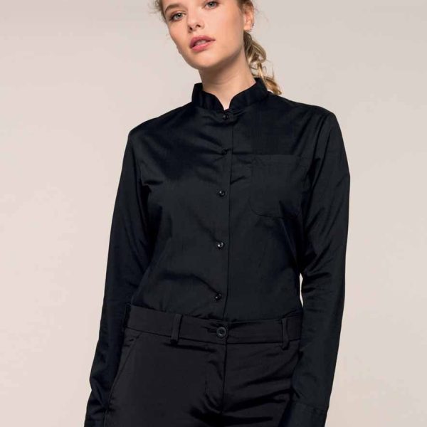 Kariban Ladies Long Sleeve Mandarin Collar Shirt - KB514