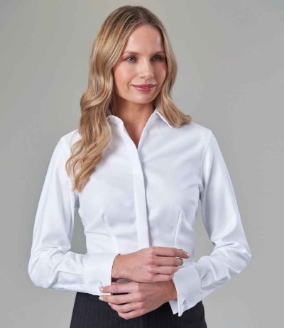 BK101 Brook Taverner Ladies Villeta Long Sleeve Herringbone Shirt