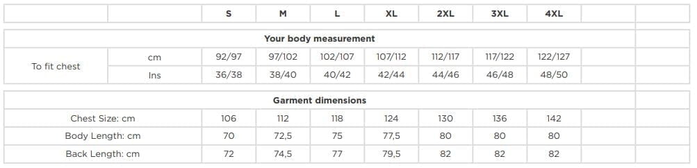 Russell 441M sizing Guide