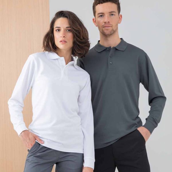 H478 Henbury Unisex Long Sleeve Coolplus Piqué Polo Shirt
