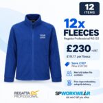 Blue fleece jacket bundle offer: 12 items, £230 total, includes logo embroidery and men's & ladies fits.