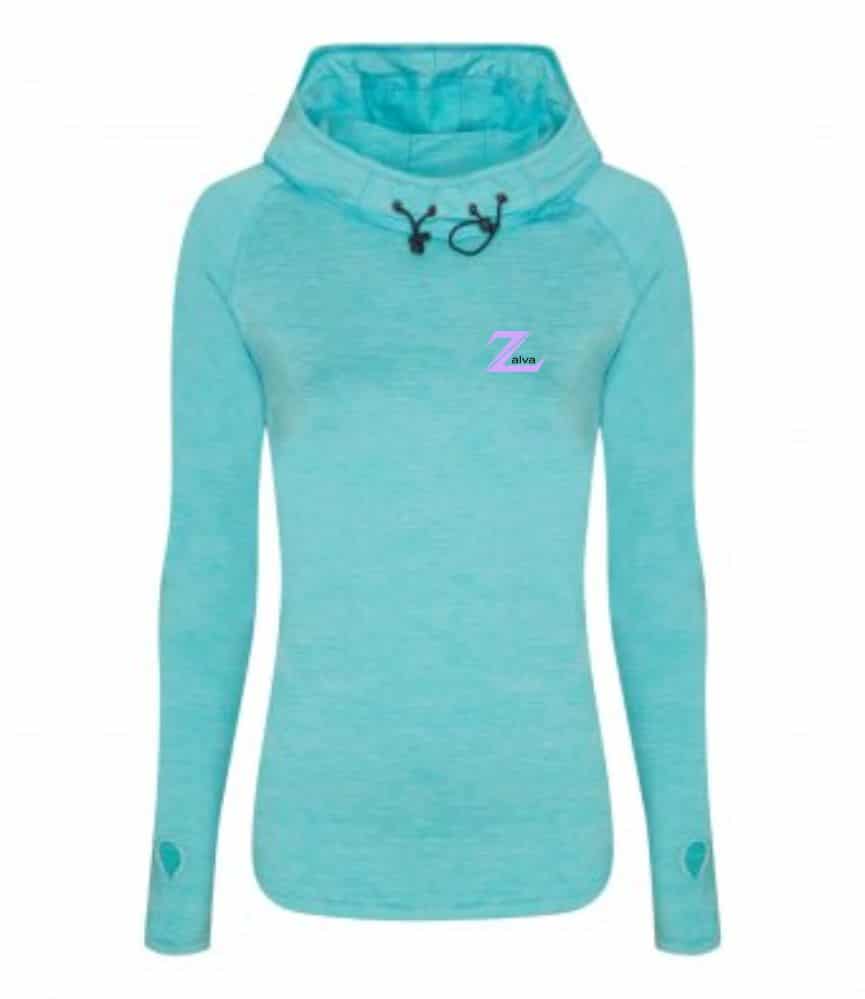 Zalva JC038 Ocean Blue Melange Zalva Ladies Cowl Neck Top