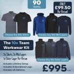 10 person team workwear bundle with branded t-shirts polos and Regatta jackets