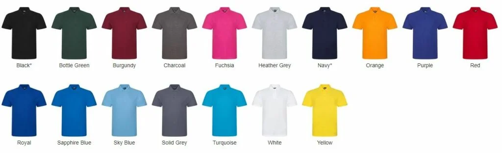 RX101 Polo Shirt Colours