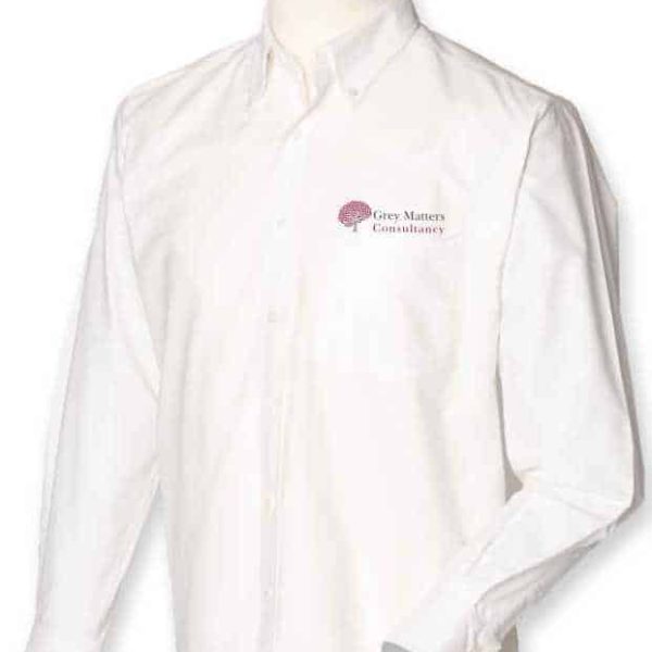 Grey Matters H510 Mens Long Sleeve Oxford Shirt - White