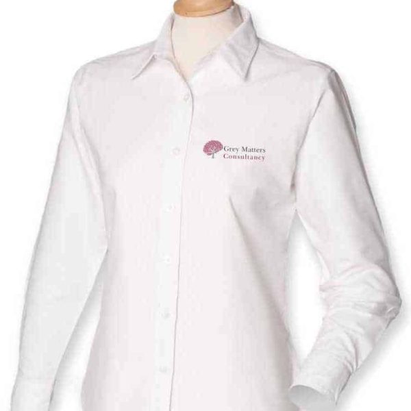 Grey Matters H511 Ladies Long Sleeve Oxford Shirt - White