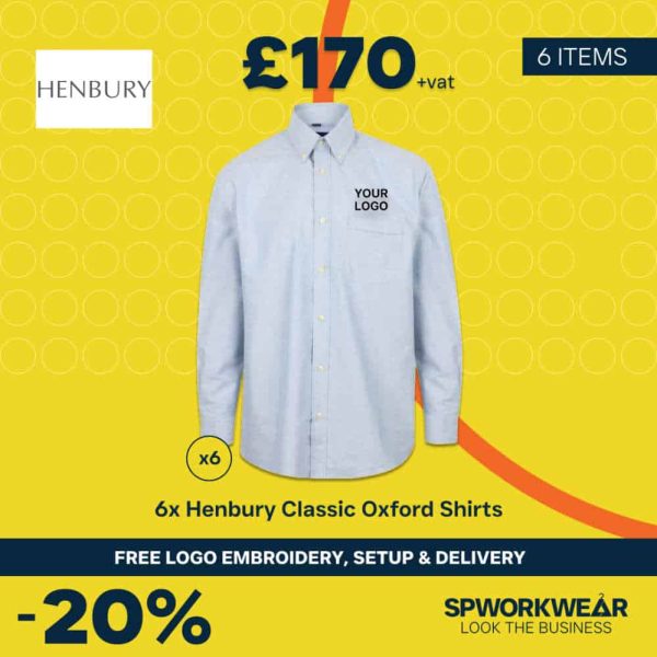 6x Henbury Long Sleeve Classic Oxford Shirt Bundle - Summer