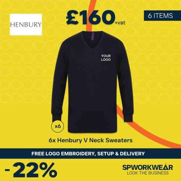 6x Henbury V Neck Sweater Bundle - Summer