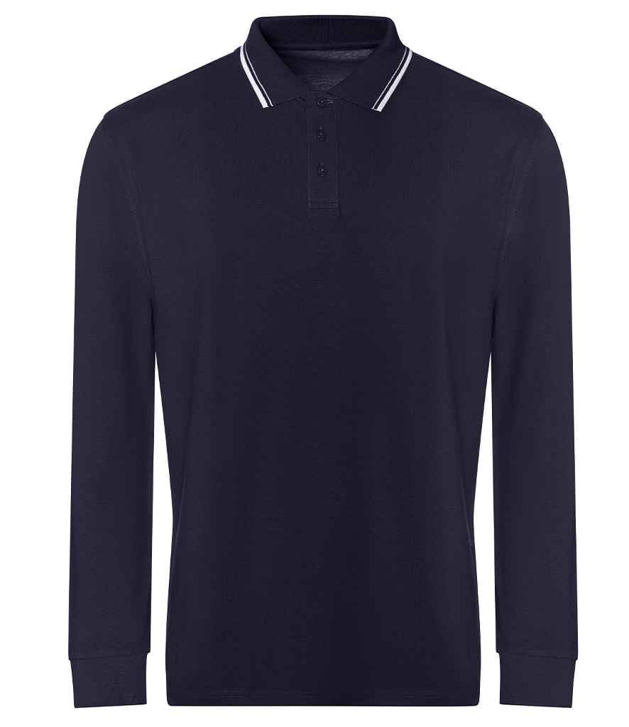 AWDis Long Sleeve Tipped 100 Polo Shirt - JP103 | SP Workwear