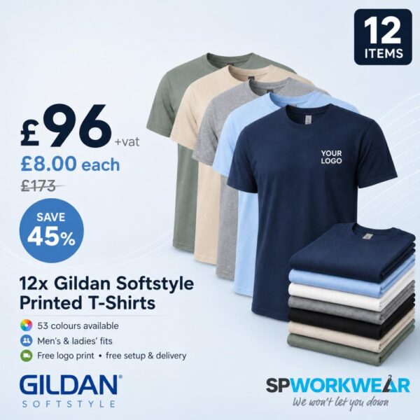 12x Printed Gildan Softstyle Tshirts