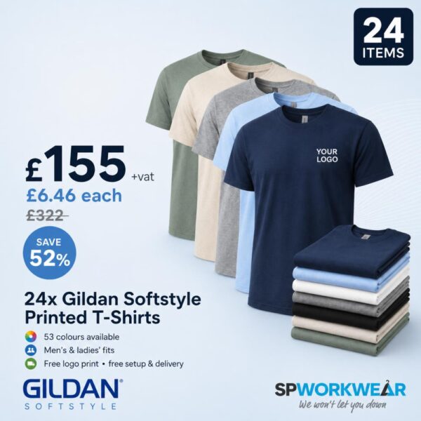 24x Printed Gildan Softstyle Tshirts
