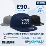 10x Beechfield BB610 Snapback Bundle