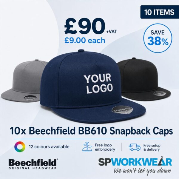 10x Beechfield BB610 Snapback Bundle