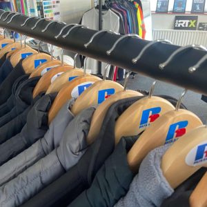 Garments in the SP Workwear showroom
