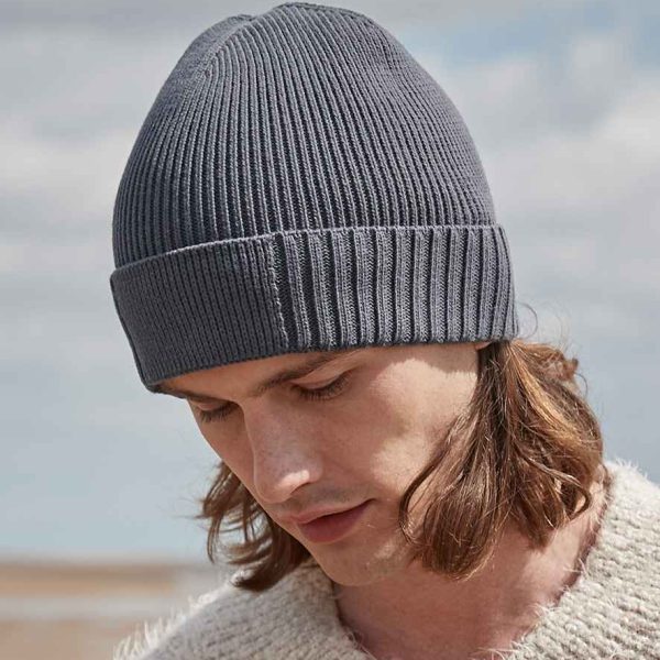 BB438N Beechfield Organic Cotton Engineered Patch Beanie