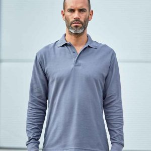 Pro RTX RX102 long-sleeved grey polo shirt, a perfect base for builder's workwear and embroidery.