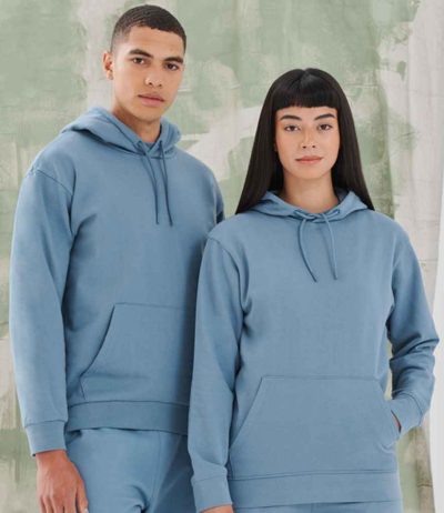 Unisex blue sustainable fashion hoodie, SF531, with kangaroo pouch.