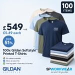 100x Printed Gildan Softstyle Tshirts