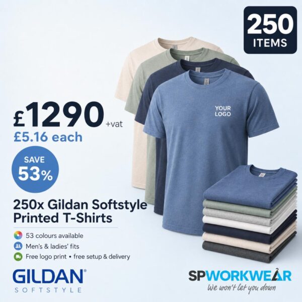 250x Printed Gildan Softstyle Tshirts