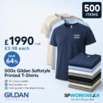500x Printed Gildan Softstyle Tshirts