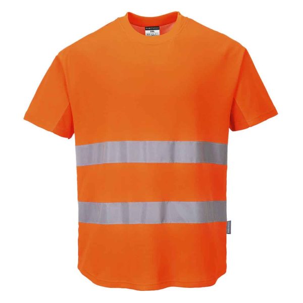 Portwest Hi-Vis Cotton Comfort Mesh Insert T-Shirt S/S  - C394