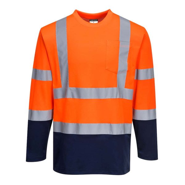 Portwest Hi-Vis Cotton Comfort Contrast T-Shirt L/S  - S280