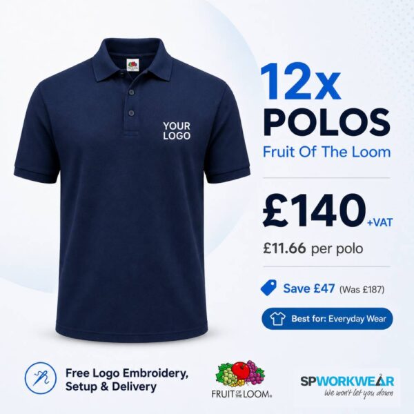 12x Fruit Of The Loom Polo Shirt Bundle