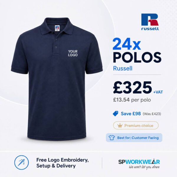 24x Russell Premium Polo Shirts