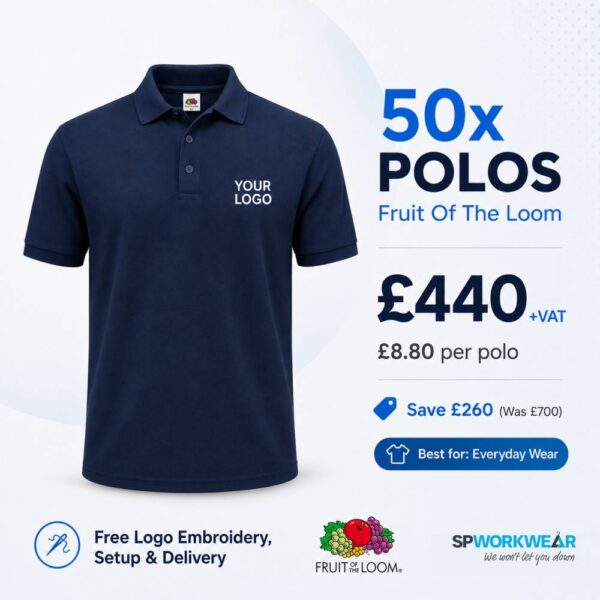 50x Fruit Of The Loom Polo Shirt Bundle