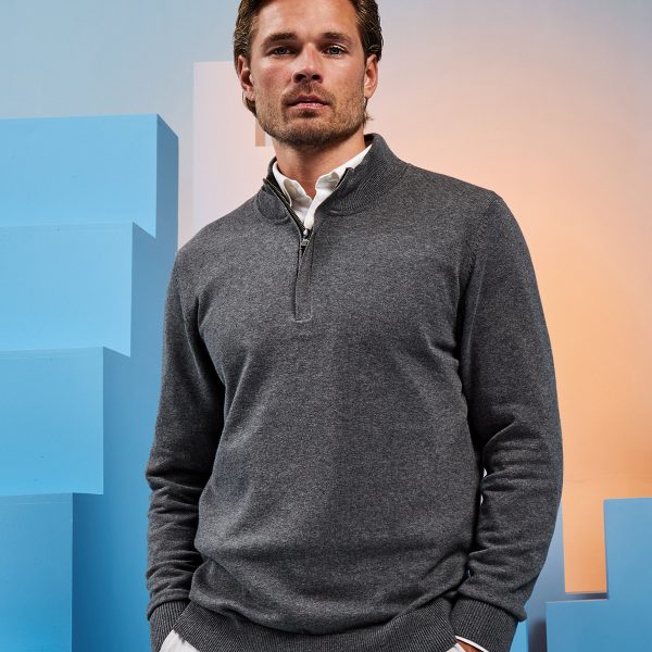 Asquith & Fox Men's cotton blend ¼ zip sweater - AQ048