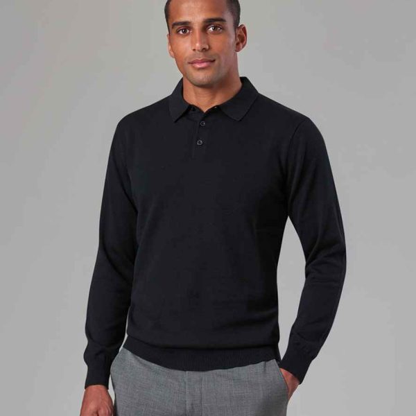 Brook Taverner Casper Knitted Long Sleeve Polo Shirt - BK556