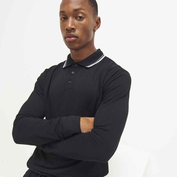 AWDis Long Sleeve Tipped 100 Polo Shirt - JP103