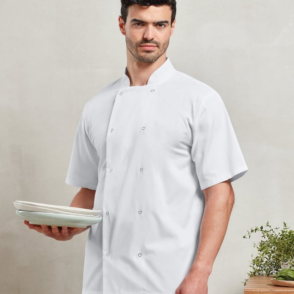 Premier Studded Short Sleeve Chefs Jacket - PR664