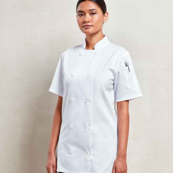 Premier Ladies Short Sleeve Chefs Jacket - PR670