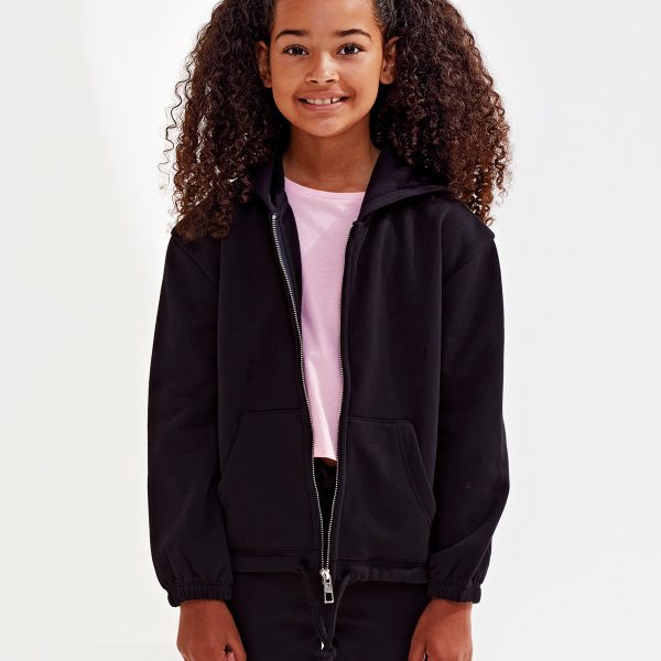 Kids TriDri® recycled cropped oversize full-zip hoodie - TR61B