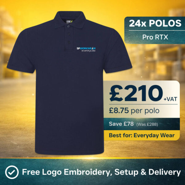 24x Branded Polo Shirt Bundle | Embroidered Workwear Polos | SP Workwear