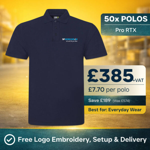 50x Branded Polo Shirt Bundle | Embroidered Workwear Polos | SP Workwear