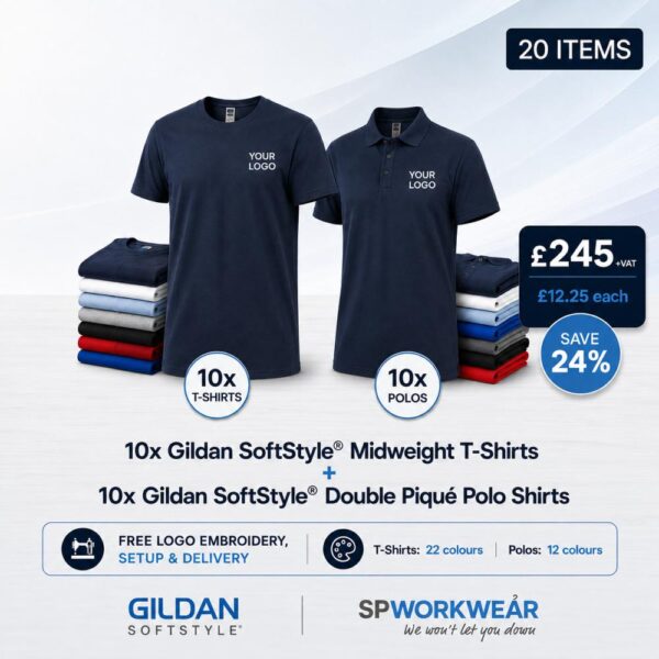 10 Gildan Tshirts + 10 Gildan Polos Bundle