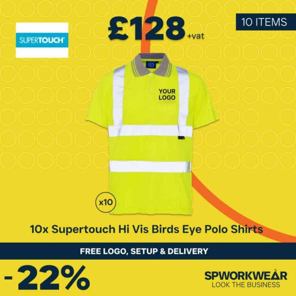 10x Supertouch Hi Vis Bird Eye Polo Shirt Bundle - Summer