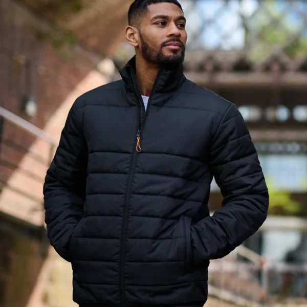 Regatta Essential Thermal Jacket RG650 navy model wearing insulated workwear jacket