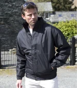 Result Core Channel Jacket RS221M black model wearing waterproof workwear jacket