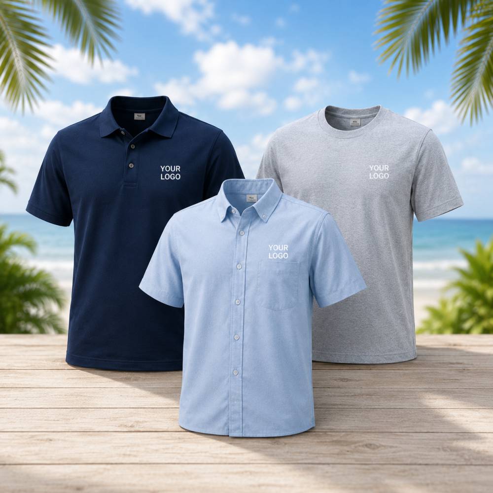 Summer workwear bundles with branded polo shirt and T-shirt