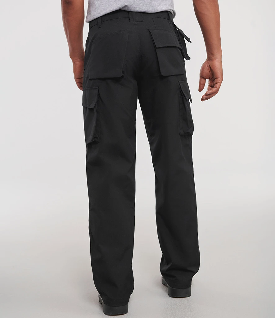 Russell Heavy Duty Work Trousers in Black, worn