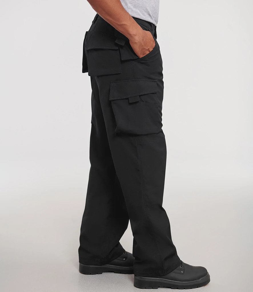 Russell Heavy Duty Work Trousers in Black, worn