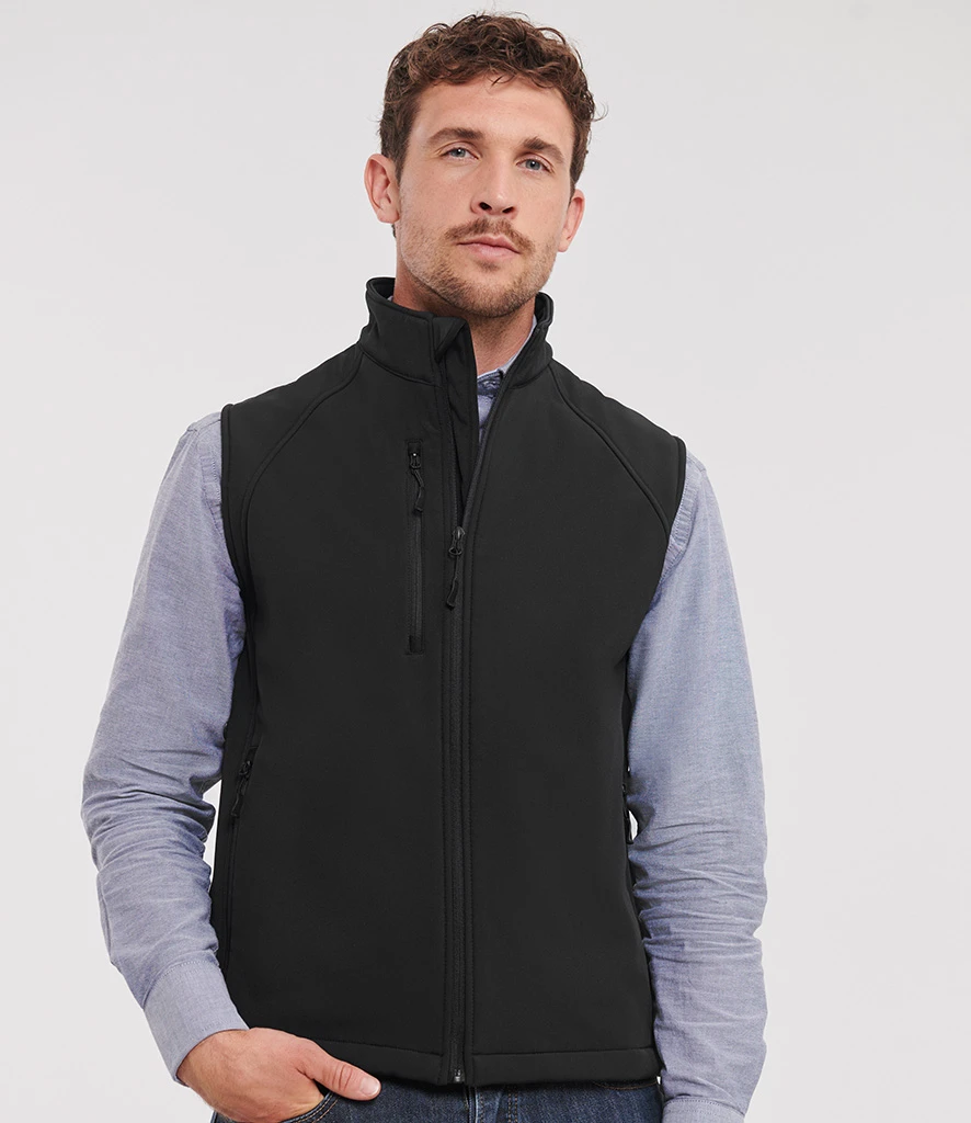 Russell Soft Shell Gilet, worn