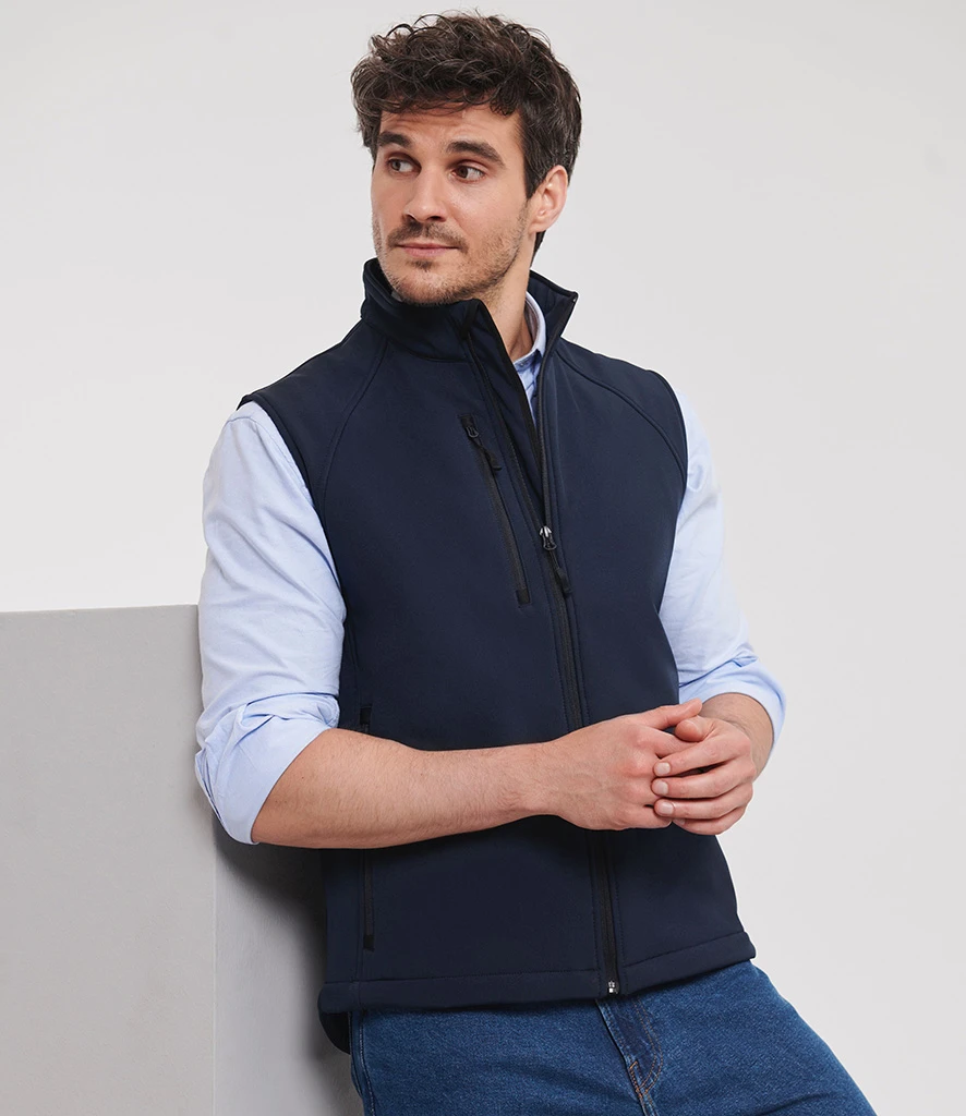 Russell Soft Shell Gilet, worn