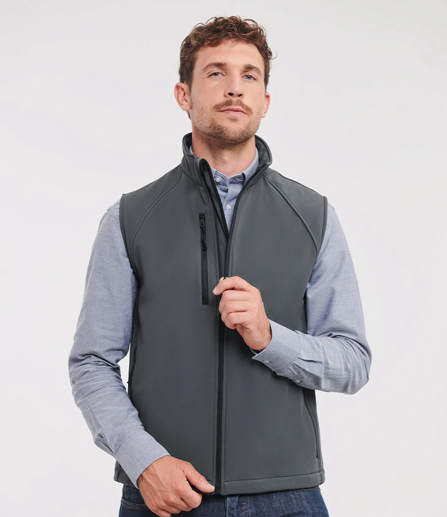 Russell Soft Shell Gilet, worn