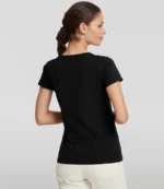 Russell Ladies Authentic Classic Ringspun T-Shirt in Black, worn